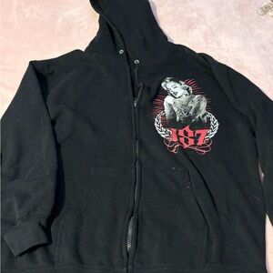 Black Graphic Bomber Jacket